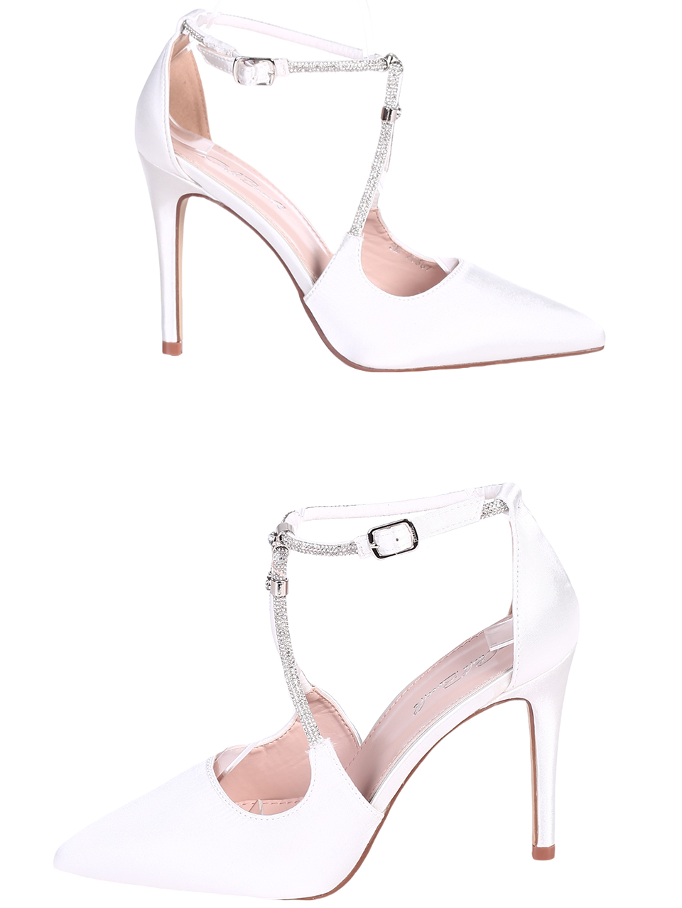 Елегантни дамски обувки с тънък ток в бяло 3M-23587 white