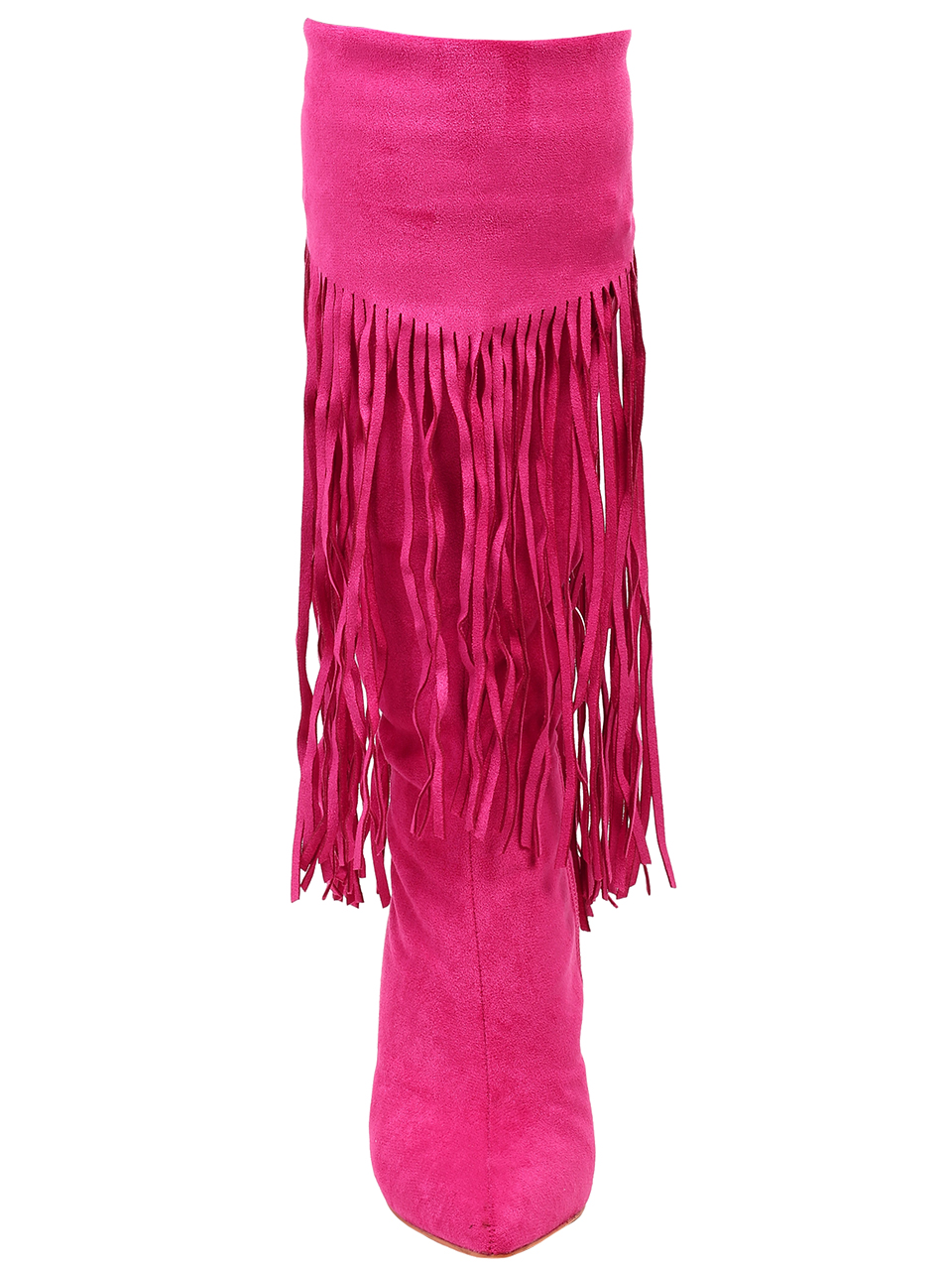 Елегантни дамски ботуши с декоративни ресни в цвят фуксия 1M-23588 fuchsia