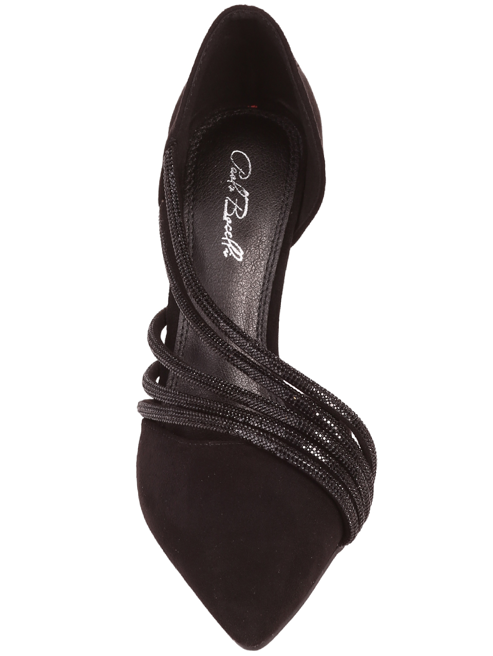 Елегантни дамски обувки с декоративни камъни в черно 3M-23592 black