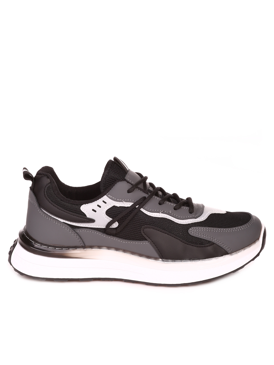 Ежедневни мъжки комфортни обувки в черно и сиво  7U-23573 black/grey
