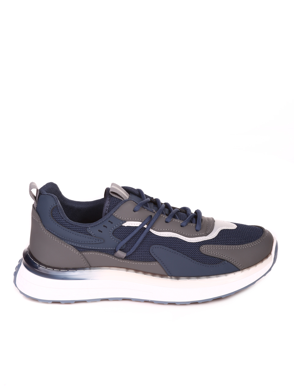 Ежедневни мъжки обувки в черно и синьо 7U-23573 grey/blue