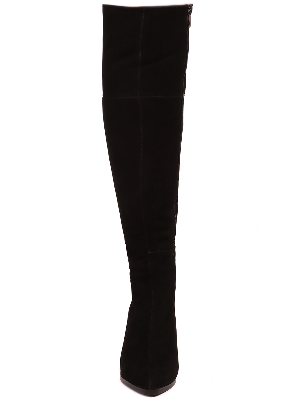 Eлегантни дамски ботуши от естествен велур в черно 1I-23613 black