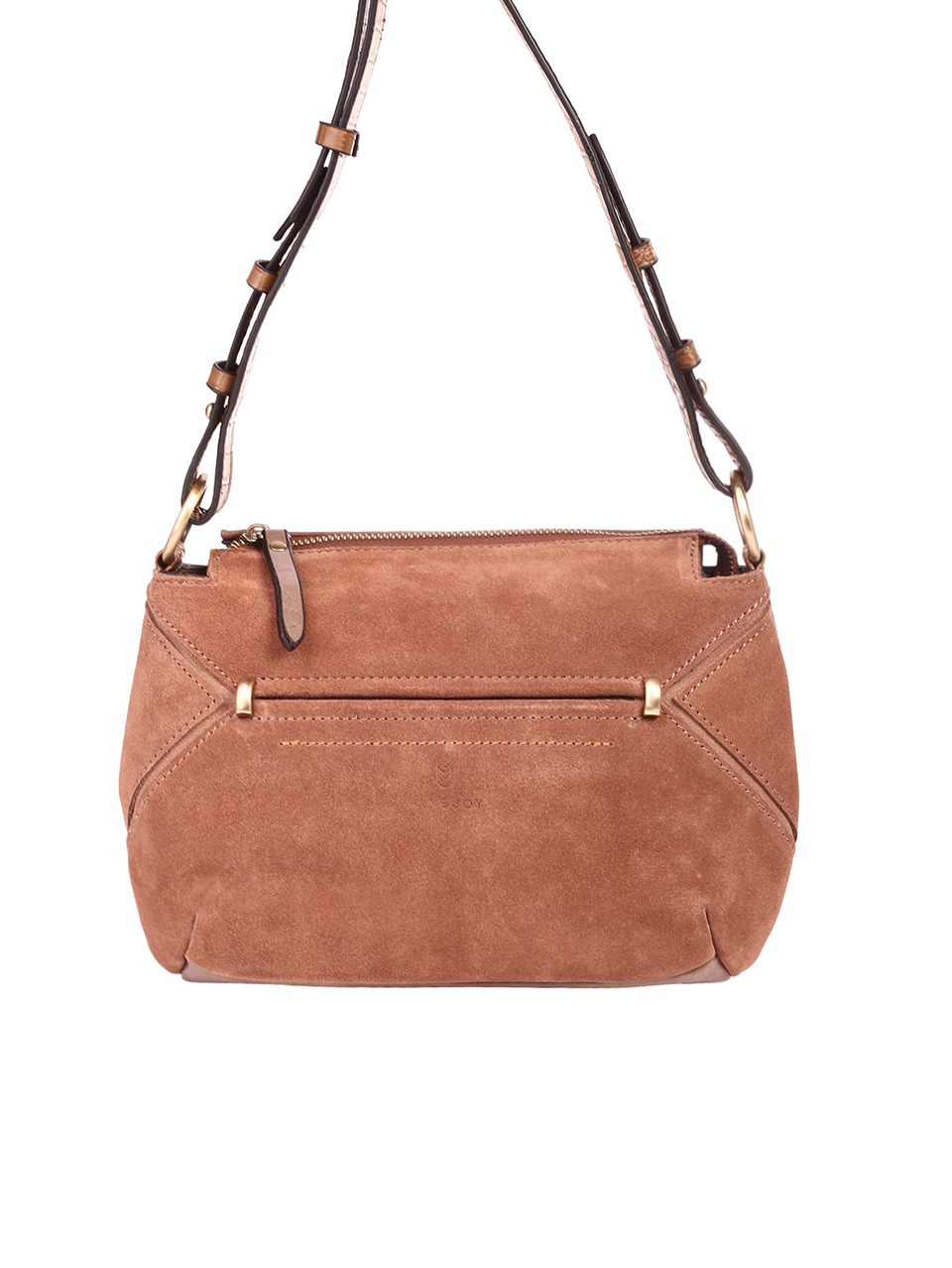 Ежедневна дамска чанта от естествена кожа и велур  в кафяво 9AK-2302 brown