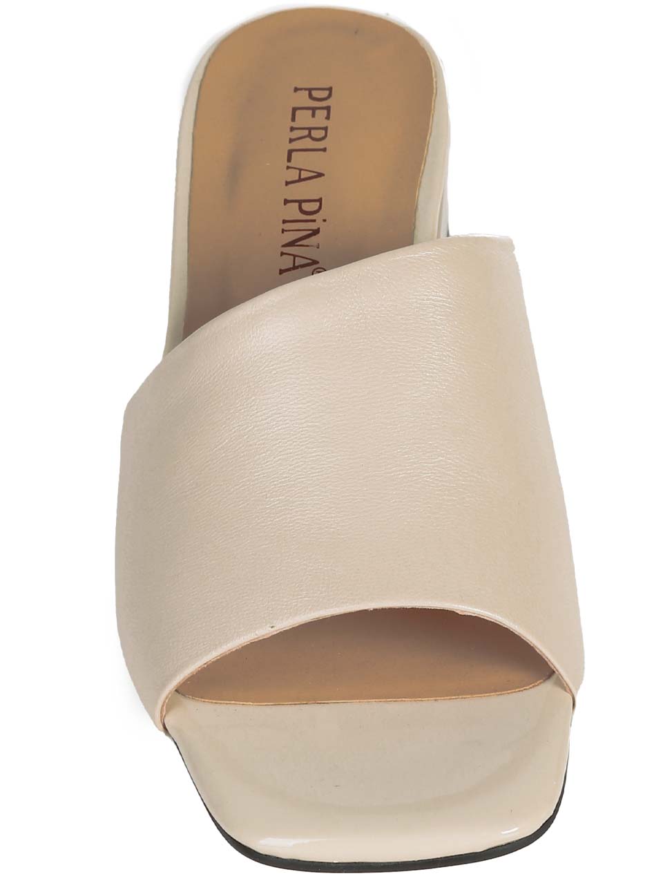 Ежедневни дамски чехли от естествена кожа в бежово T27-3 off white
