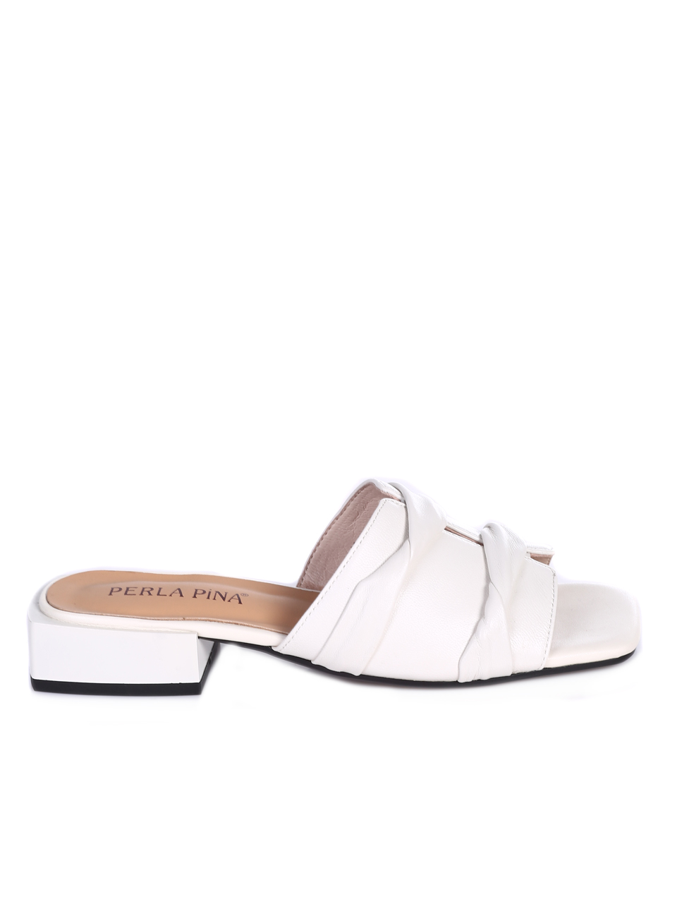 Eжедневни дамски чехли от естествена кожа  в бяло T27-2 white S