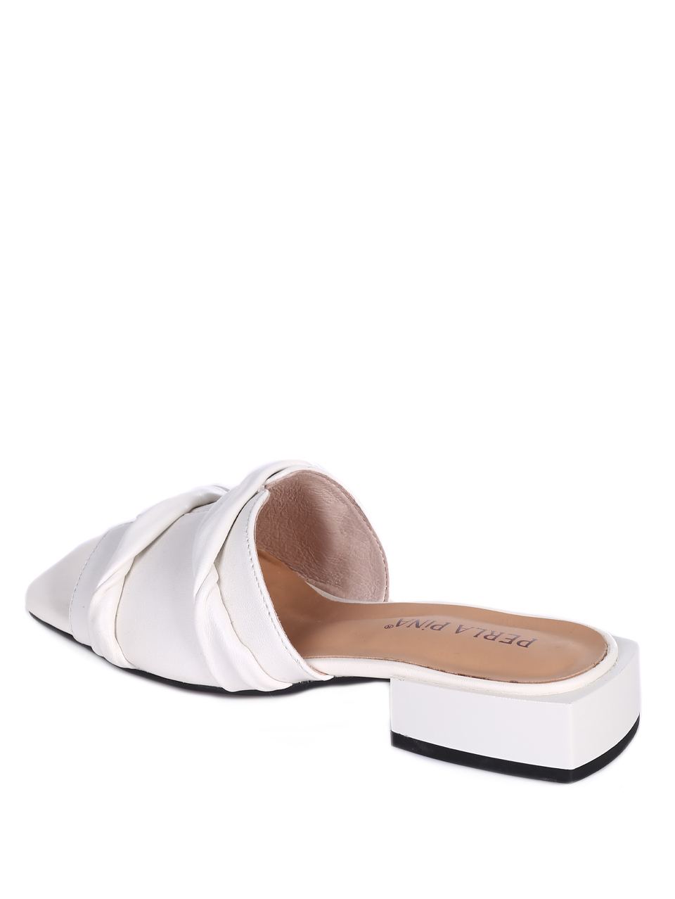 Eжедневни дамски чехли от естествена кожа  в бяло T27-2 white S