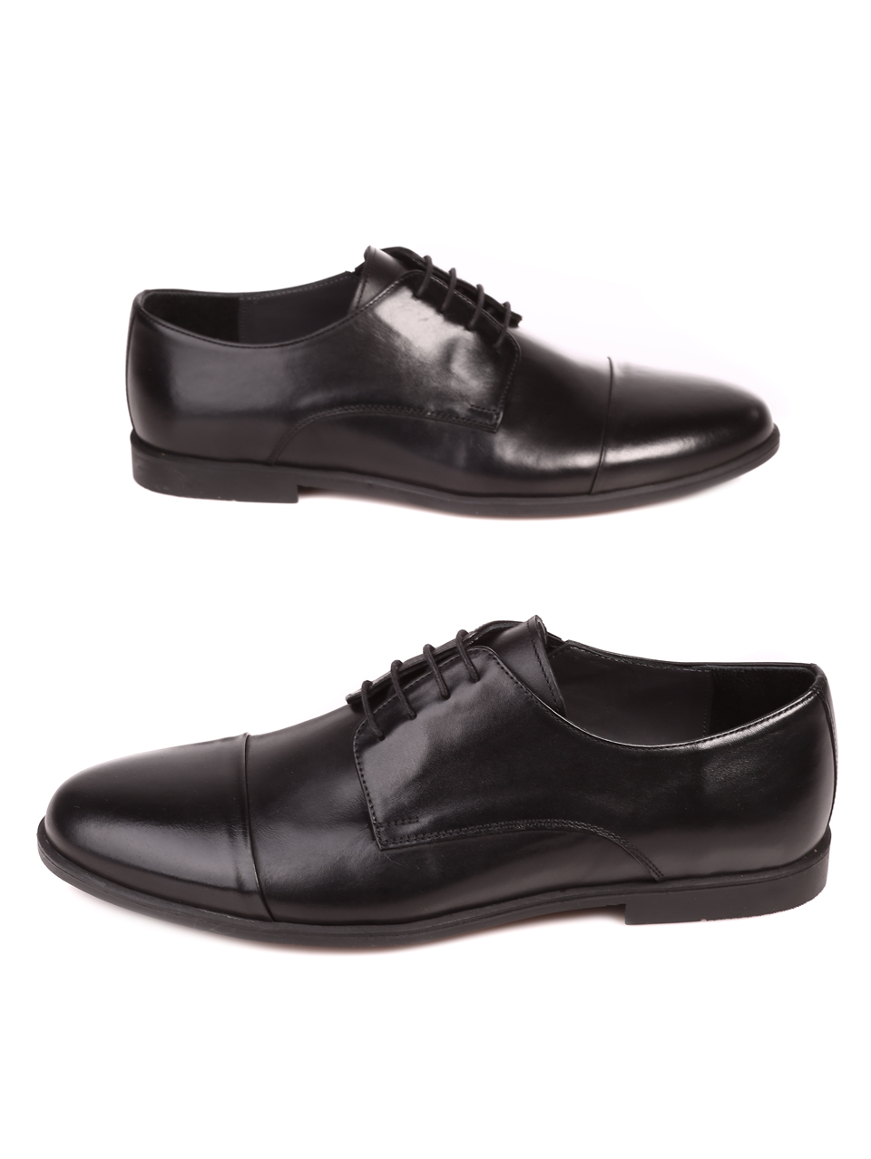 Официални мъжки обувки от естествена кожа в черно 7AT-23788 black