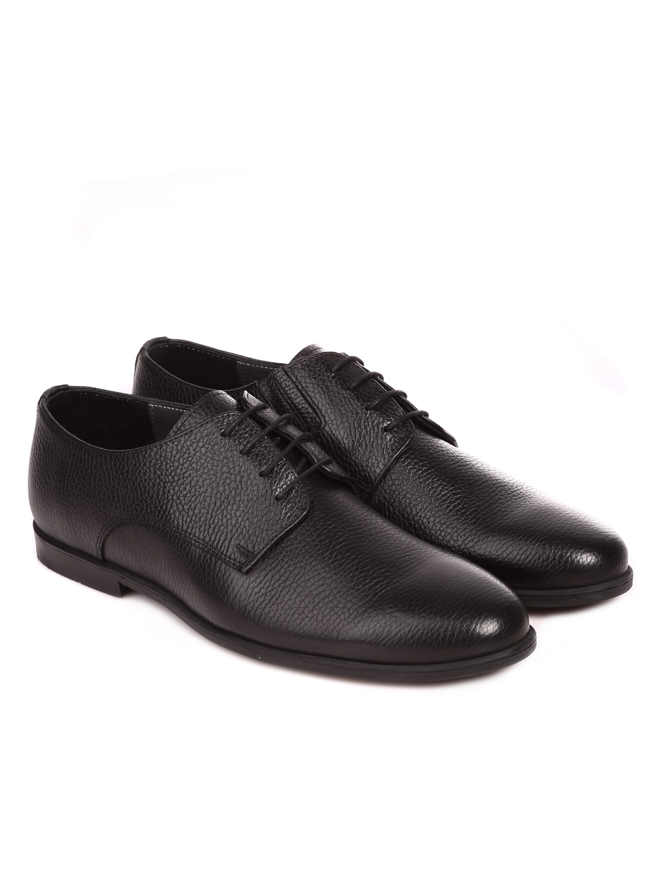 Официални мъжки обувки от естествена кожа в черно 7AT-23789 black