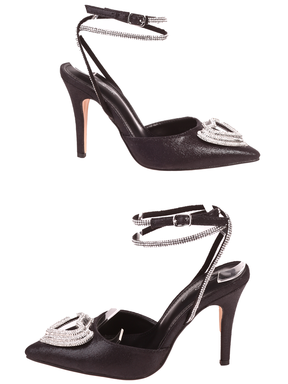 Елегантни дамски обувки на ток в черно 3M-24030 black