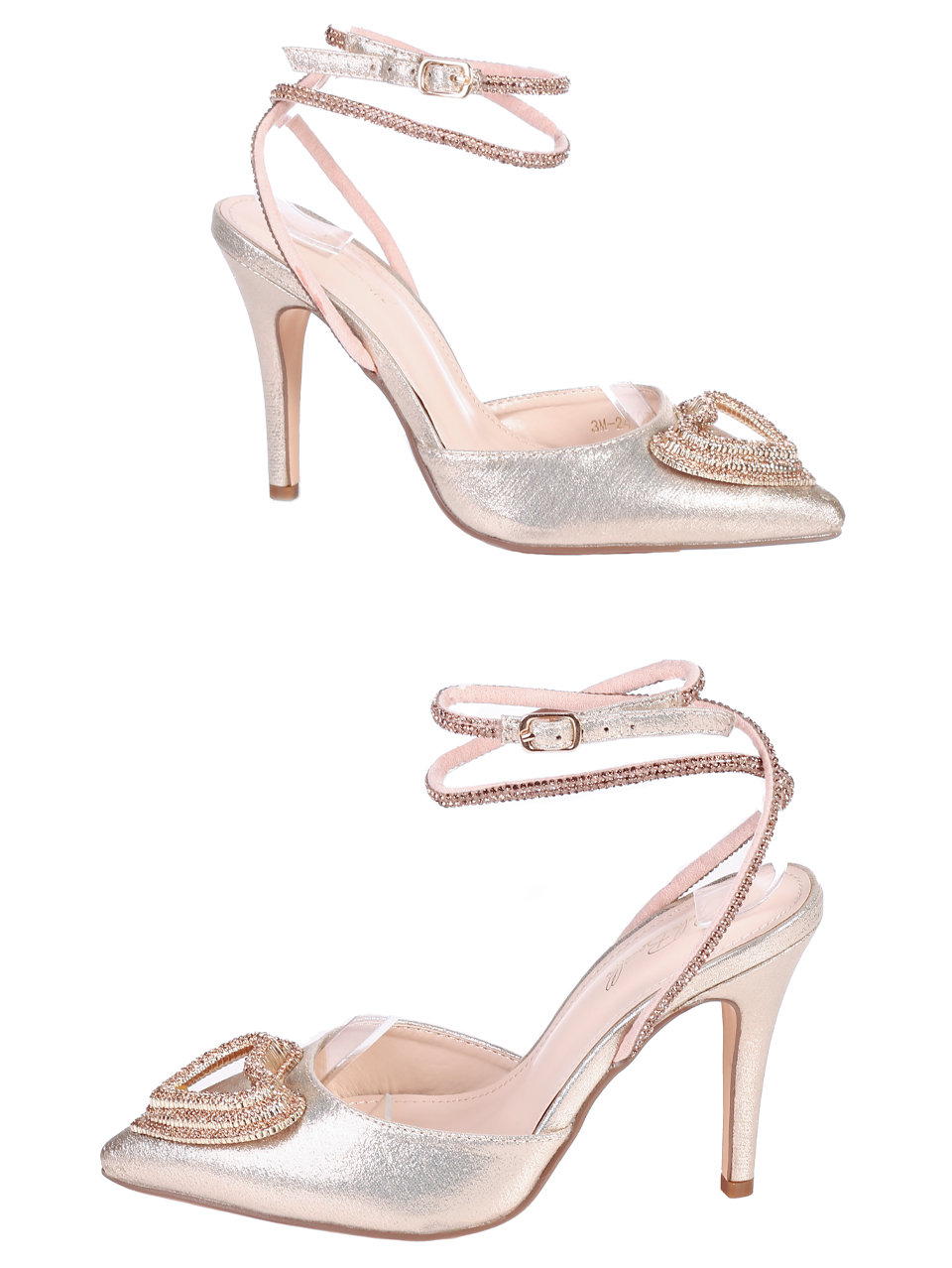 Елегантни дамски обувки на ток в златисто 3M-24030 gold