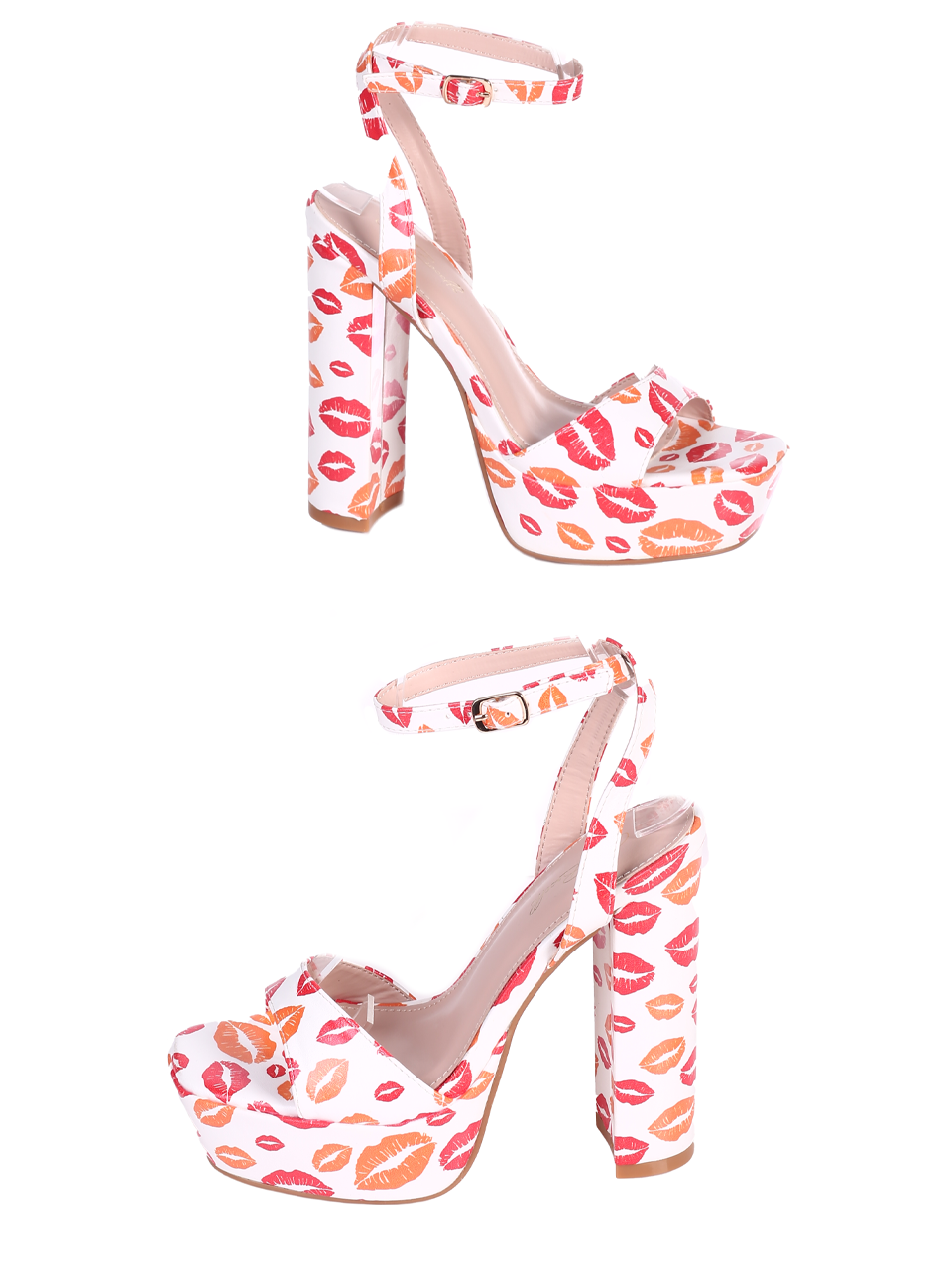 Елегантни дамски сандали на ток в бяло 4M-24029 kisses