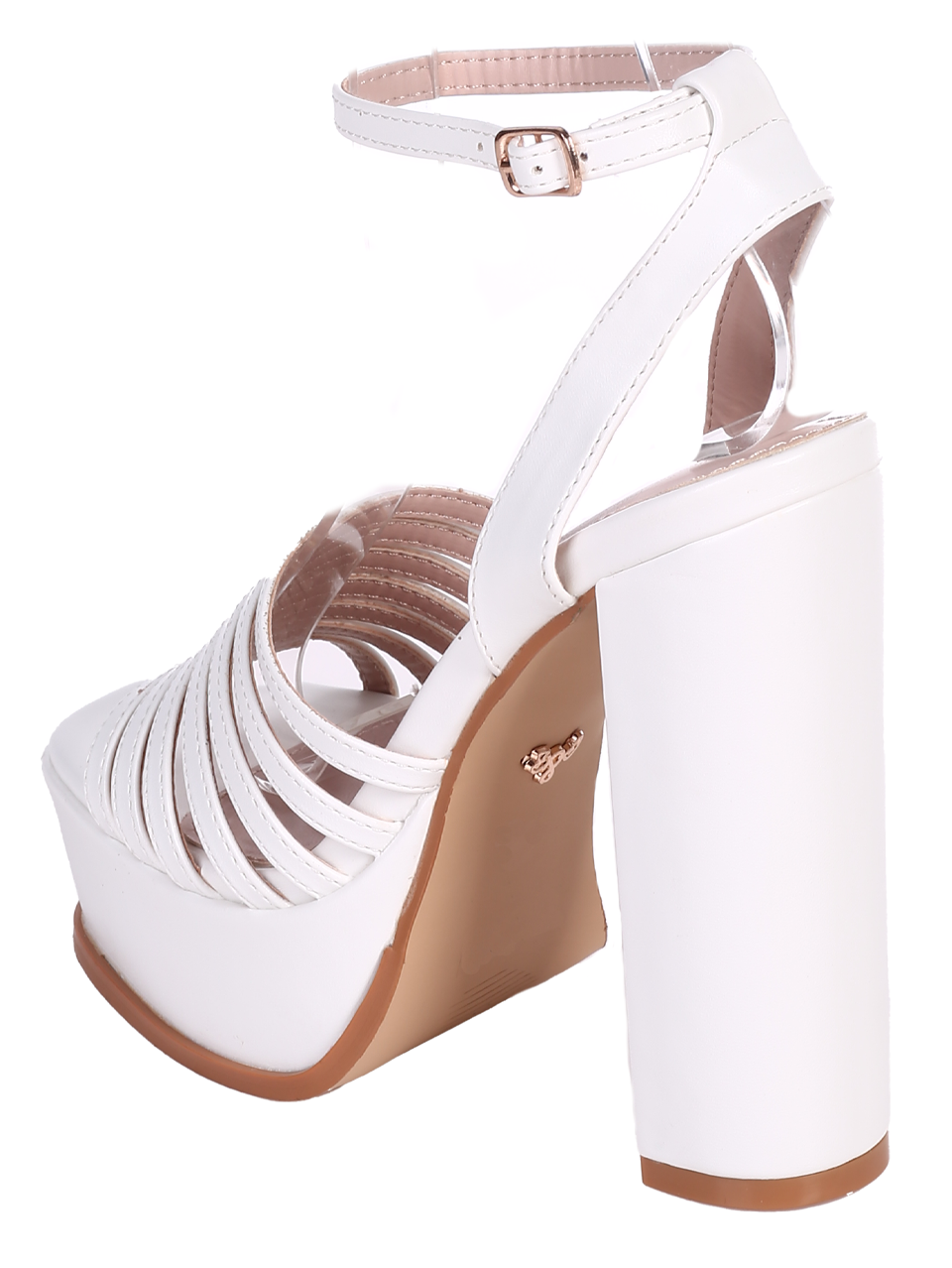 Елегантни дамски сандали на ток в бяло 4M-24032 all white
