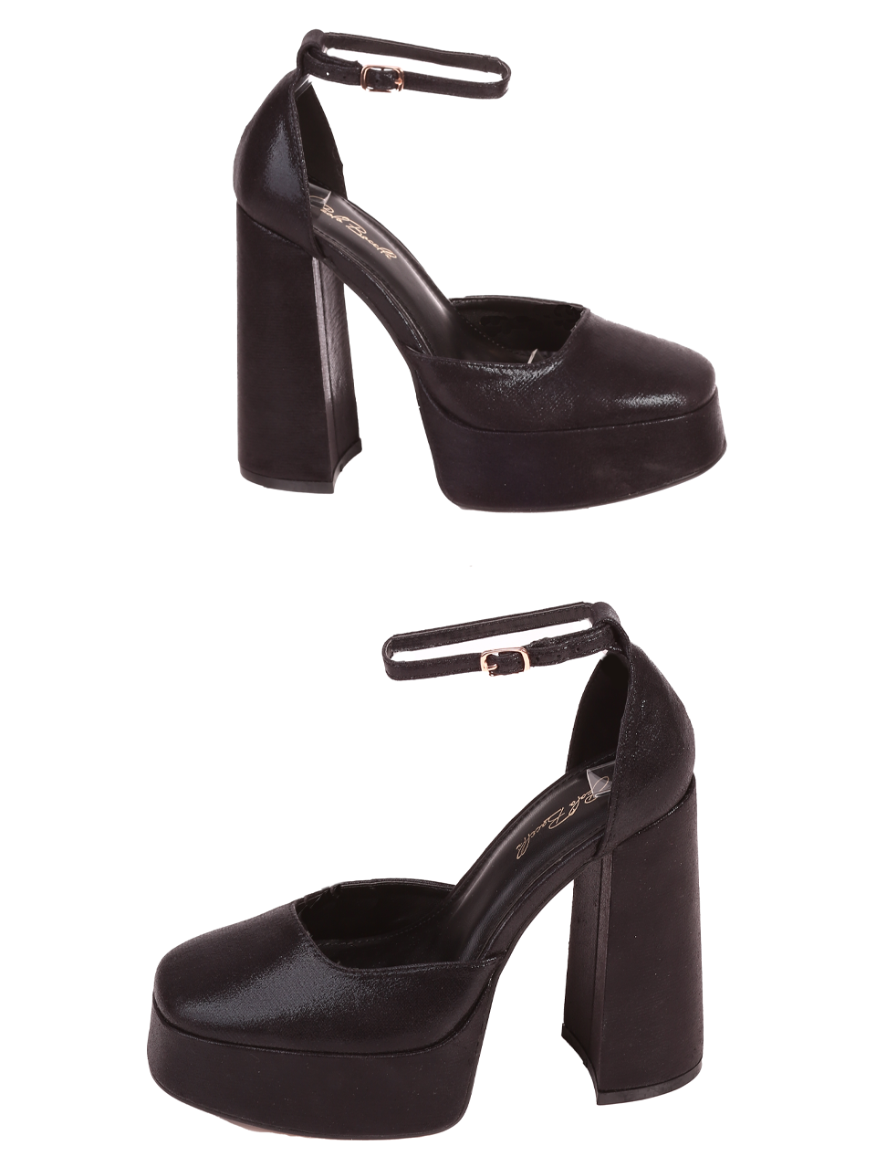 Елегантни дамски обувки на ток в черно 3M-24033 black
