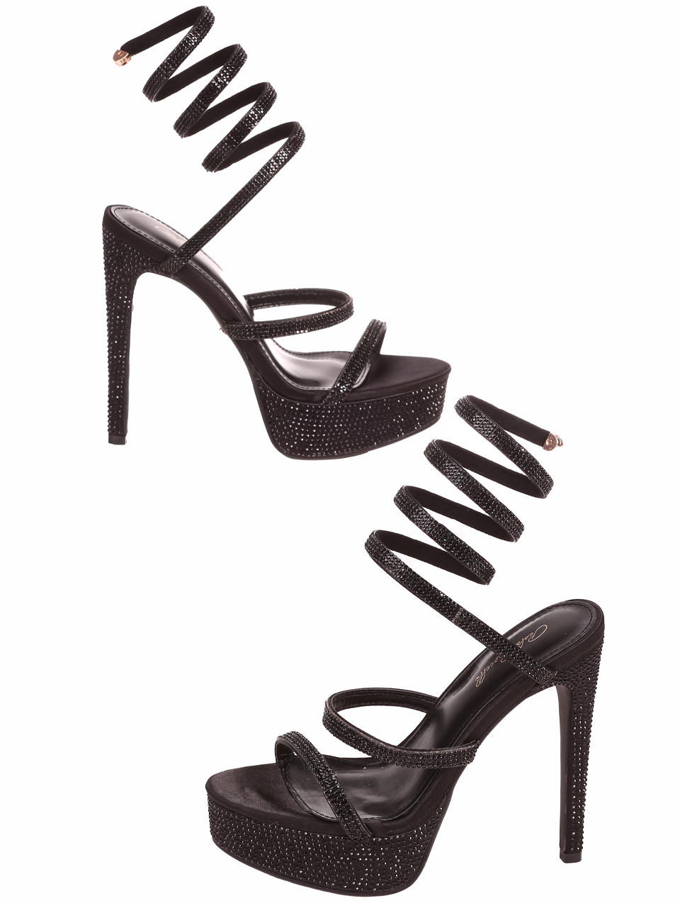 Елегантни дамски сандали на ток в черно 4M-24034 black 