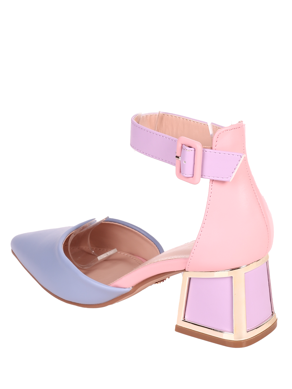 Елегантни дамски обувки на ток в синьо/лилав цвят 3M-24022 colorfull