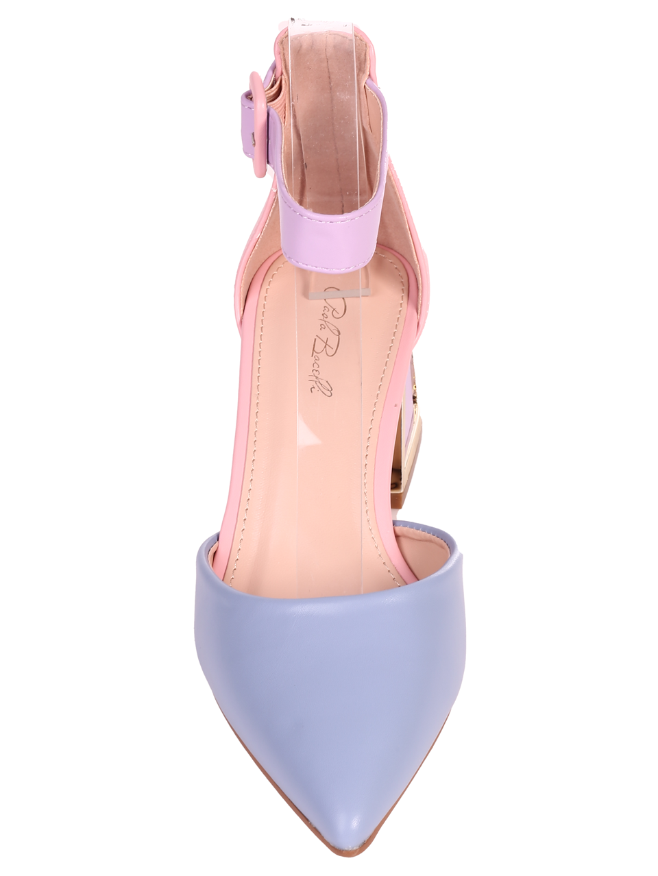 Елегантни дамски обувки на ток в синьо/лилав цвят 3M-24022 colorfull