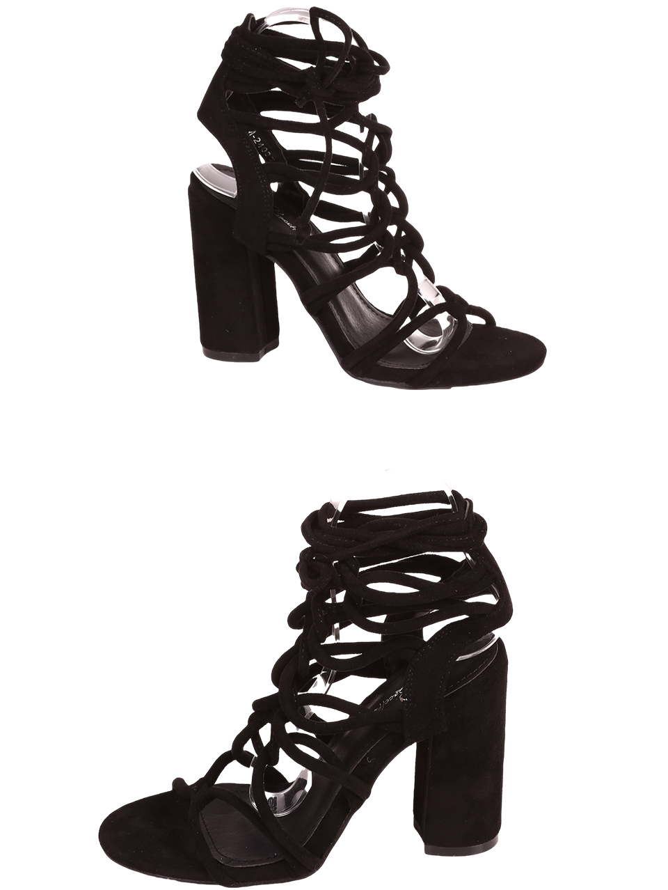 Елегантни дамски сандали на ток в черно 4M-24035 black mf
