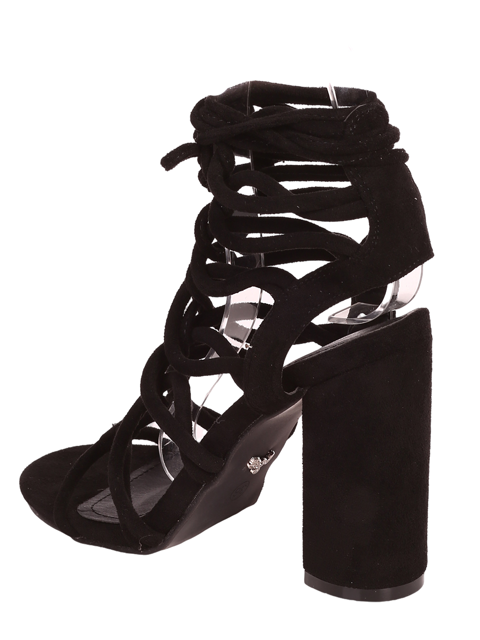 Елегантни дамски сандали на ток в черно 4M-24035 black mf