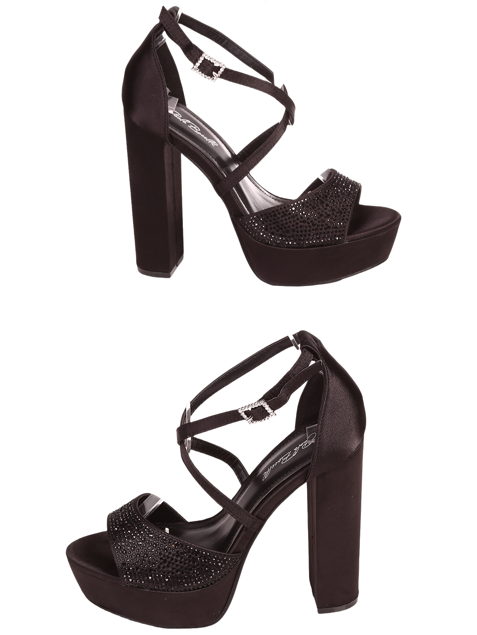 Елегантни дамски сандали на ток в черно 4M-24038 black