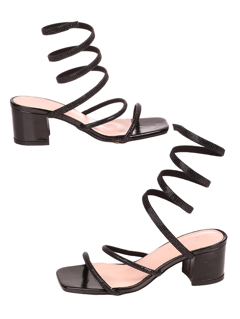 Елегантни дамски сандали с декоративни камъни 4M-24039 black