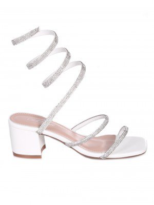 Елегантни дамски сандали с декоративни камъни 4M-24039 white