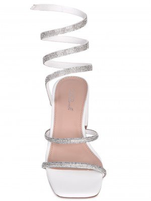 Елегантни дамски сандали с декоративни камъни 4M-24039 white