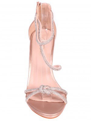 Елегантни дамски сандали с декоративни камъни 4M-24043 champagne-23021