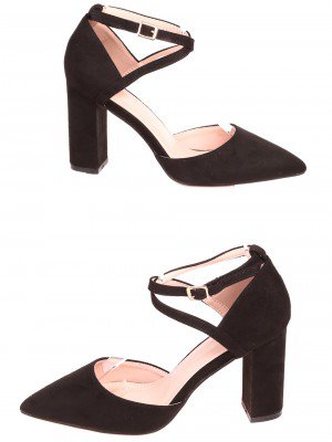 Елегантни дамски обувки на висок ток в черно 3M-24044 black
