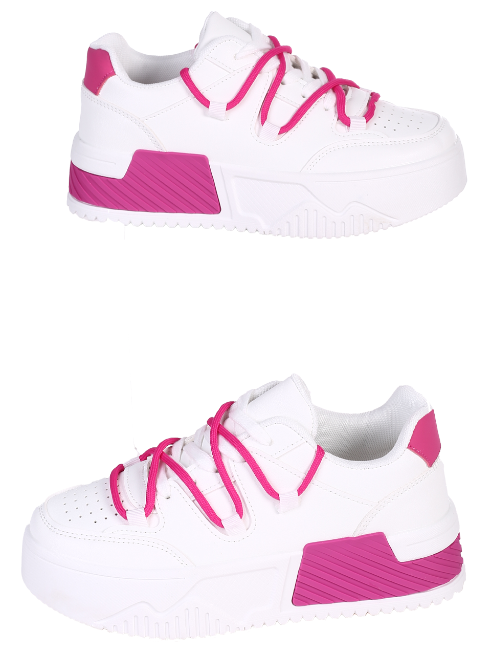 Ежедневни дамски обувки на платформа в бял/фуксия цвят 3U-24072 white/fuchsia