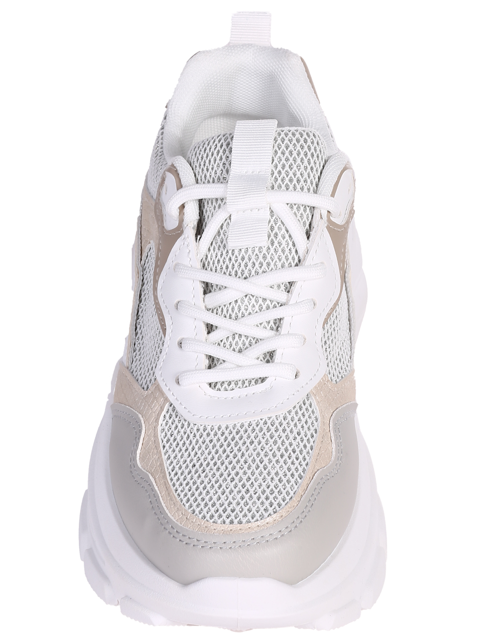 Ежедневни дамски обувки на платформа в бежов/сребрист цвят 3U-24074 beige