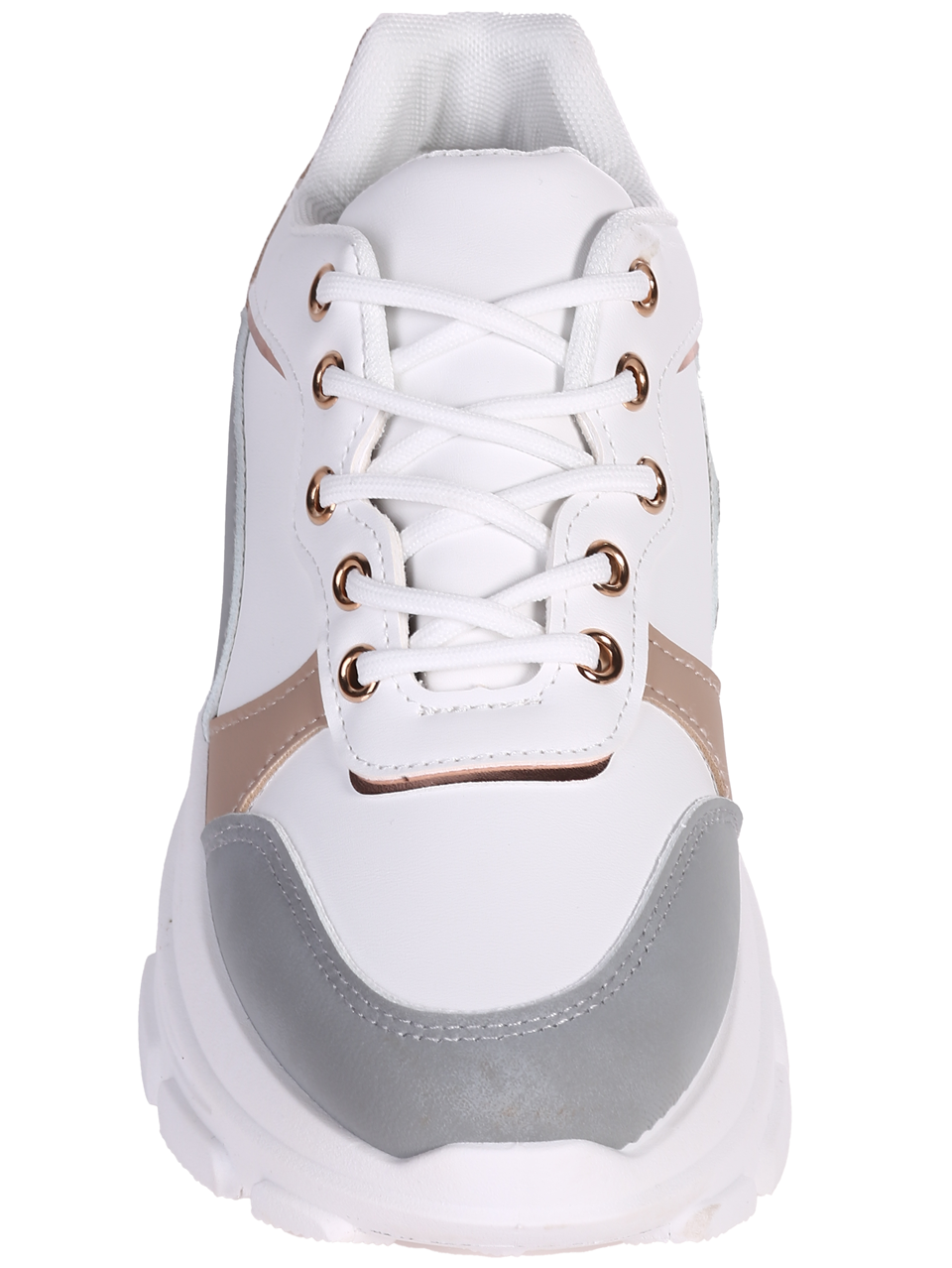 Ежедневни дамски обувки на платформа в бяло 3U-24075 white