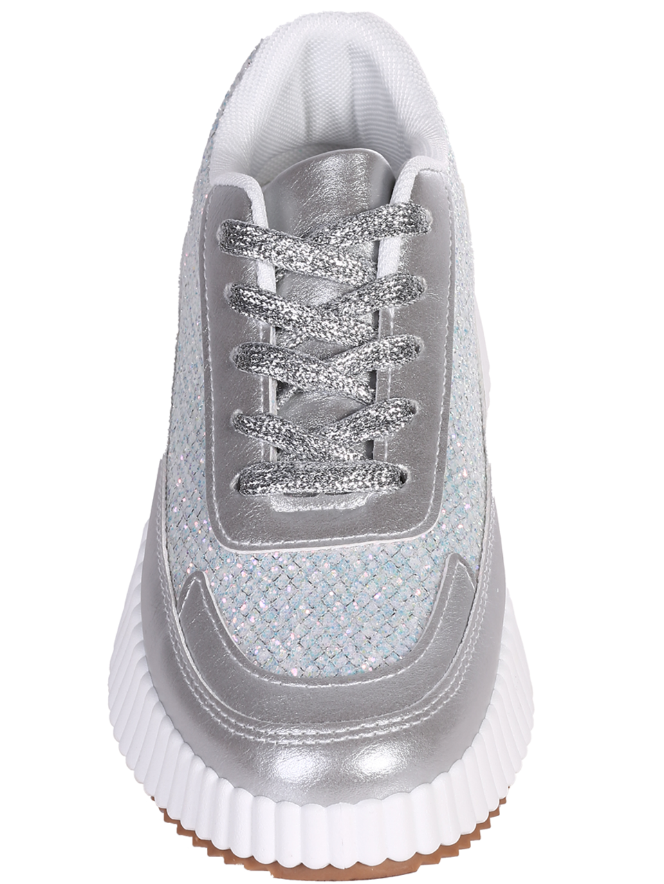 Ежедневни дамски обувки на платформа в сребристо 3U-24076 silver