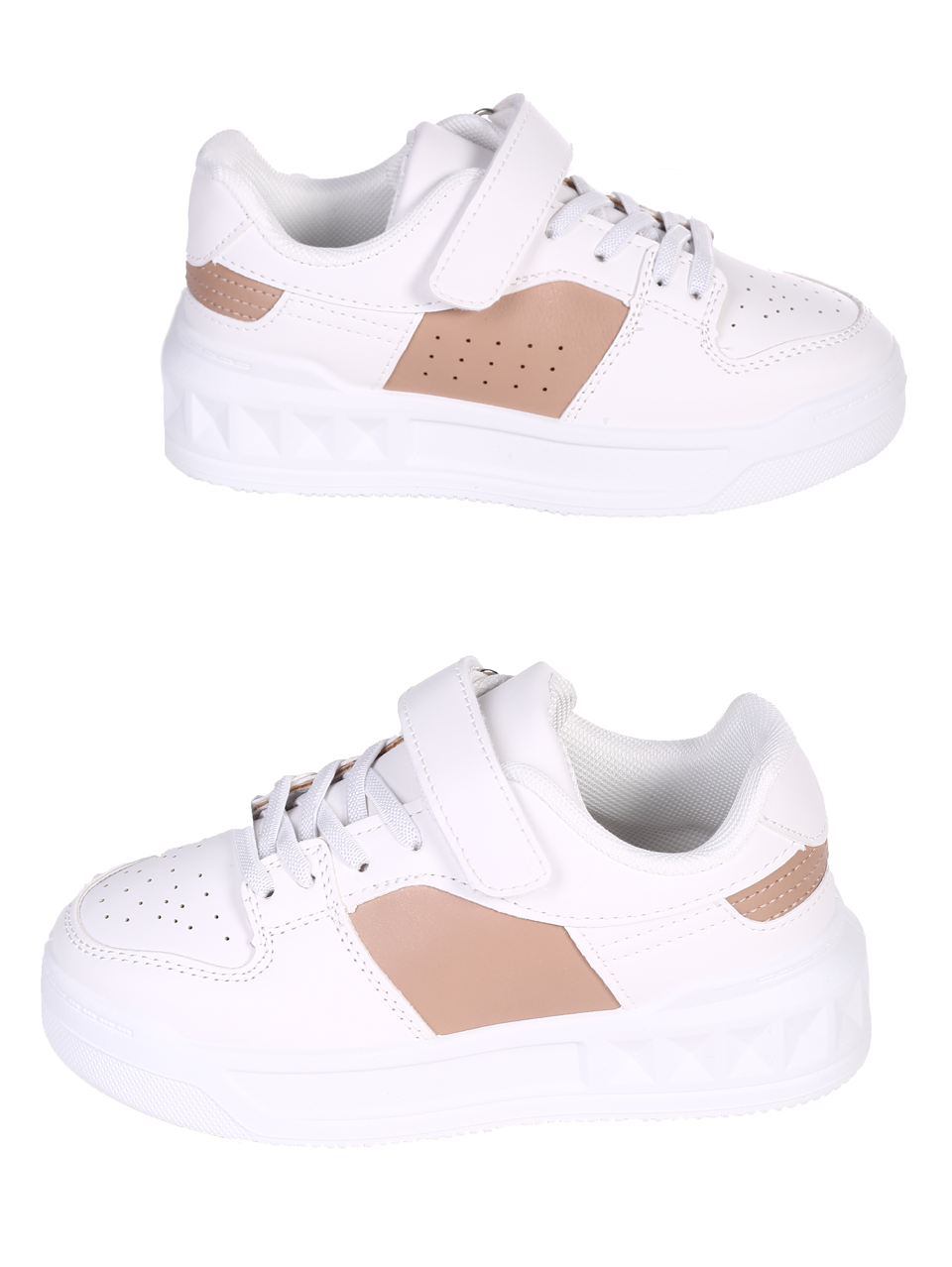 Комфортни детски обувки в бял/бежов цвят 18U-24082 white/beige