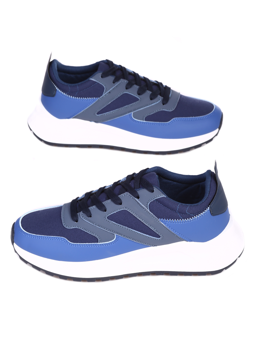 Ежедневни мъжки комфортни обувки в синьо 7U-24084 dk.blue