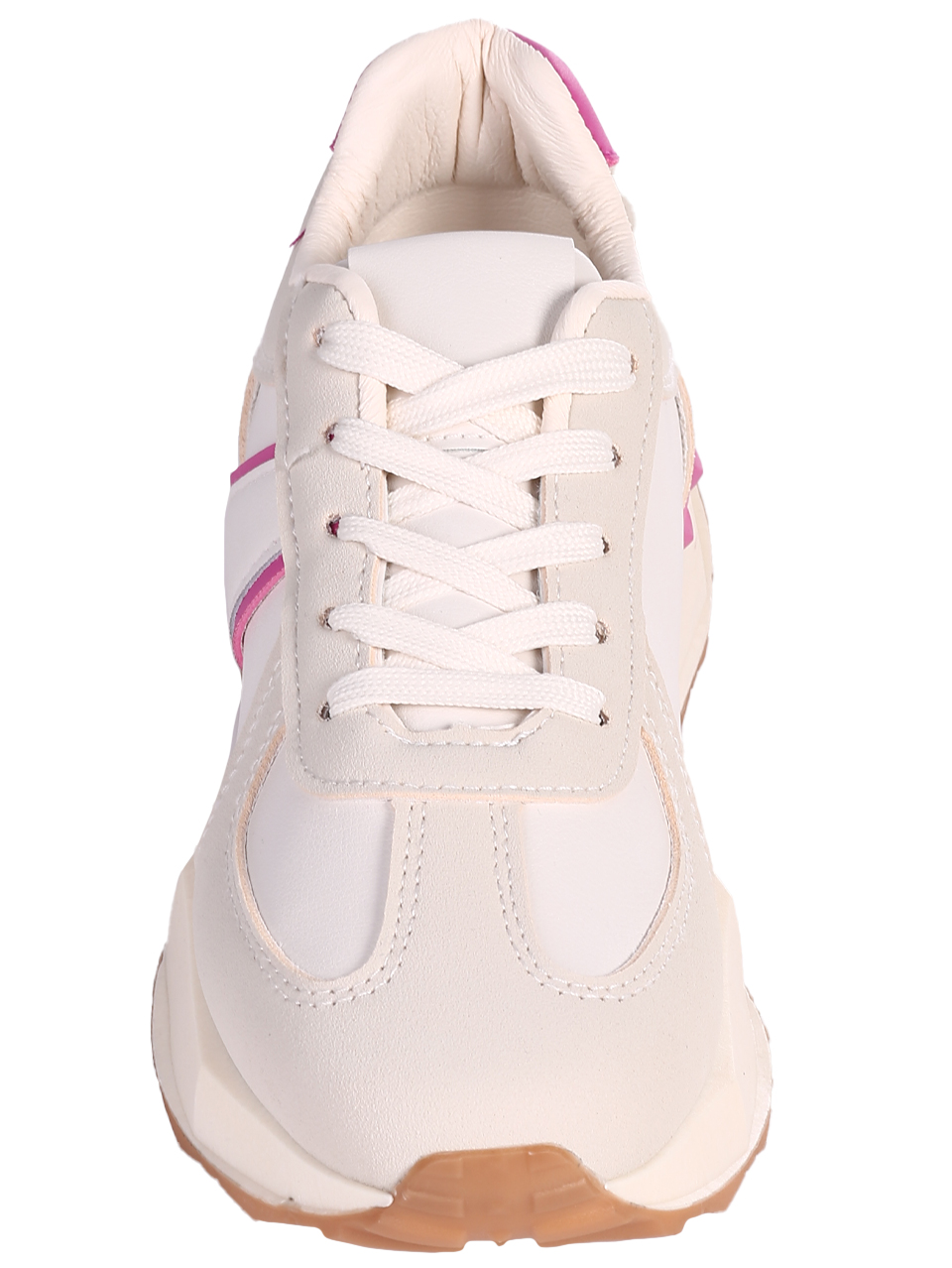 Eжедневни дамски обувки от еко кожа в бял/фуксия цвят 3U-24001 off white/fuchsia