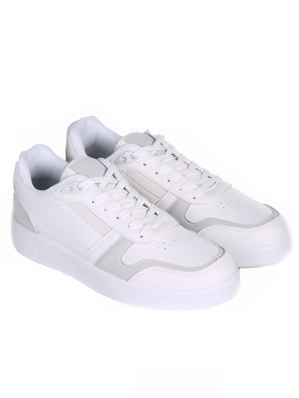 Ежедневни мъжки обувки в бял/сив цвят 7U-24118 white/grey
