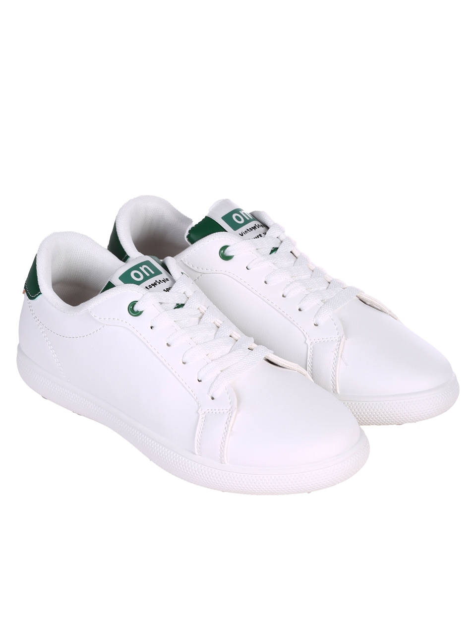Eжедневни мъжки комфортни обувки в бял/зелен цвят 7U-24119 white/green