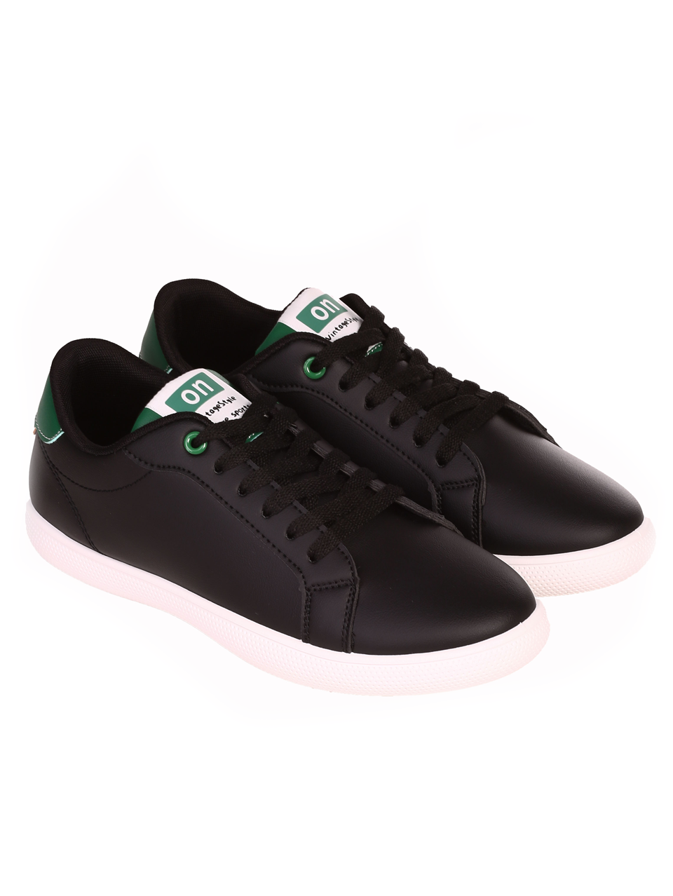 Eжедневни мъжки комфортни обувки в черен/зелен цвят 7U-24119 black/green