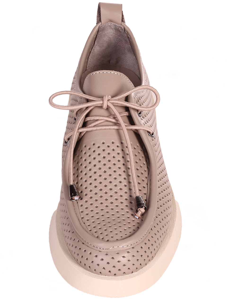 Ежедневни дамски обувки от естествена кожа в бежово 3AT-24337 beige