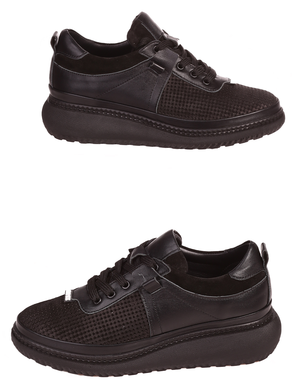 Ежедневни дамски обувки от естествена кожа и набук 3AT-24339 black