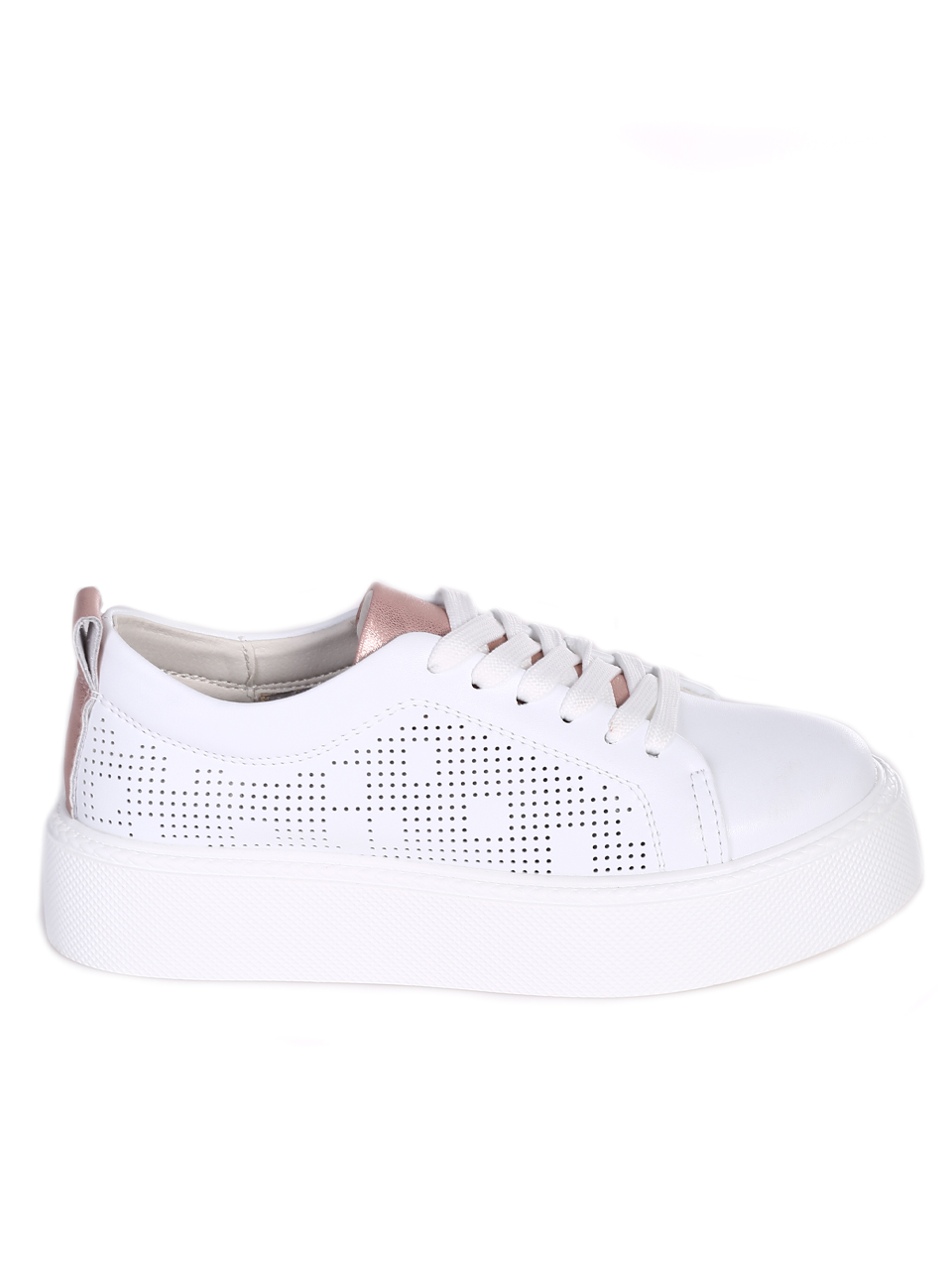 Eжедневни дамски обувки от естествена кожа в бяло 3AF-24102 white (23175)