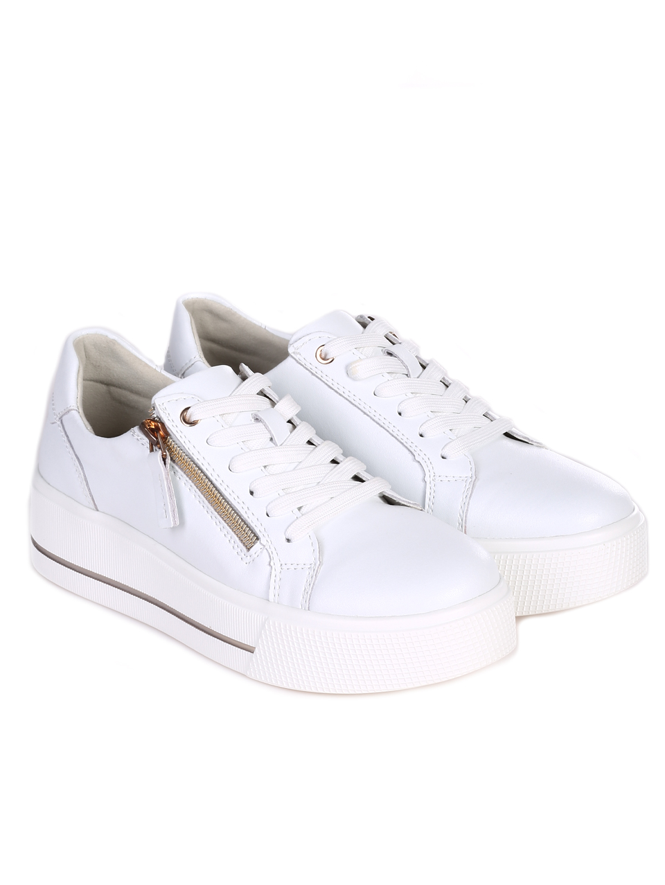Eжедневни дамски обувки от естествена кожа в бяло 3AF-24109 white