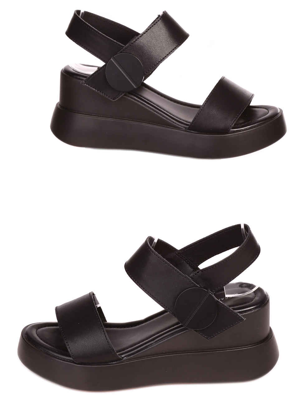 Ежедневни дамски сандали от естествена кожа в черно 4AF-24147 black (23151)