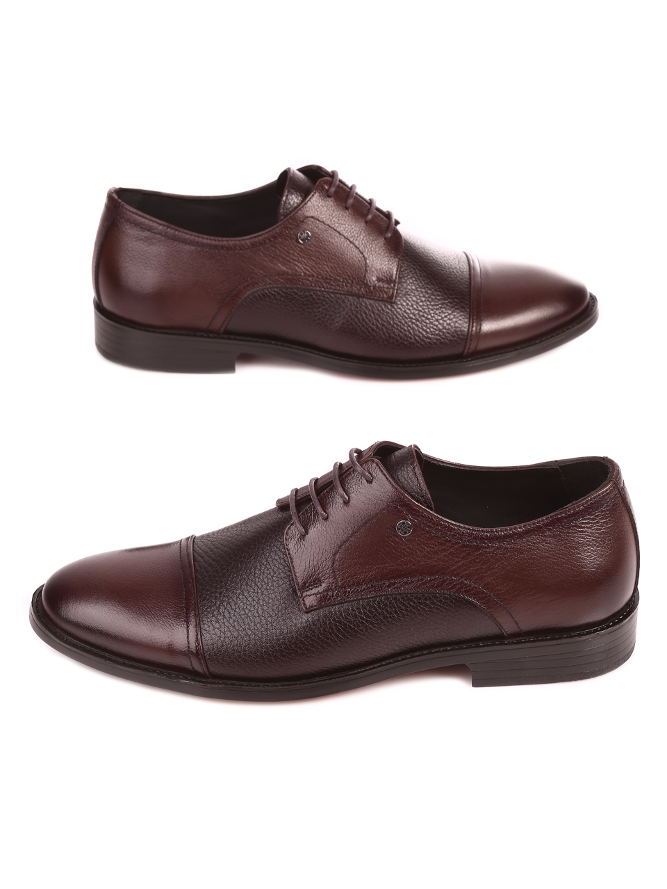 Eлегантни мъжки обувки от естествена кожа в кафяво 153-5843 brown K-1