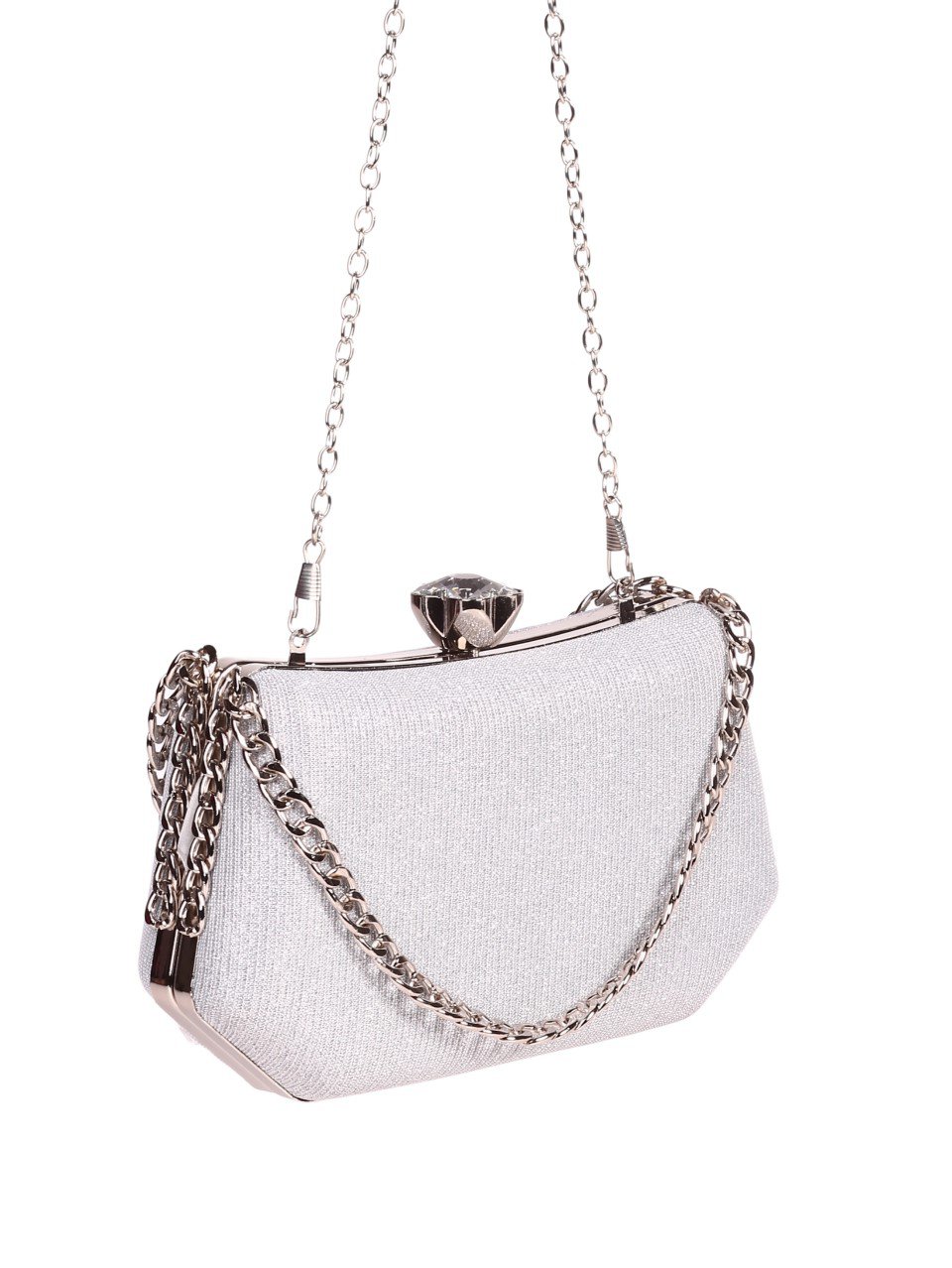 Елегантна дамска чанта тип клъч в сребристо 9AG-24124 silver