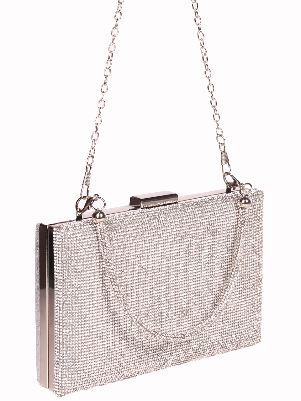 Дамска чанта тип клъч в сребристо 9AG-24135 silver