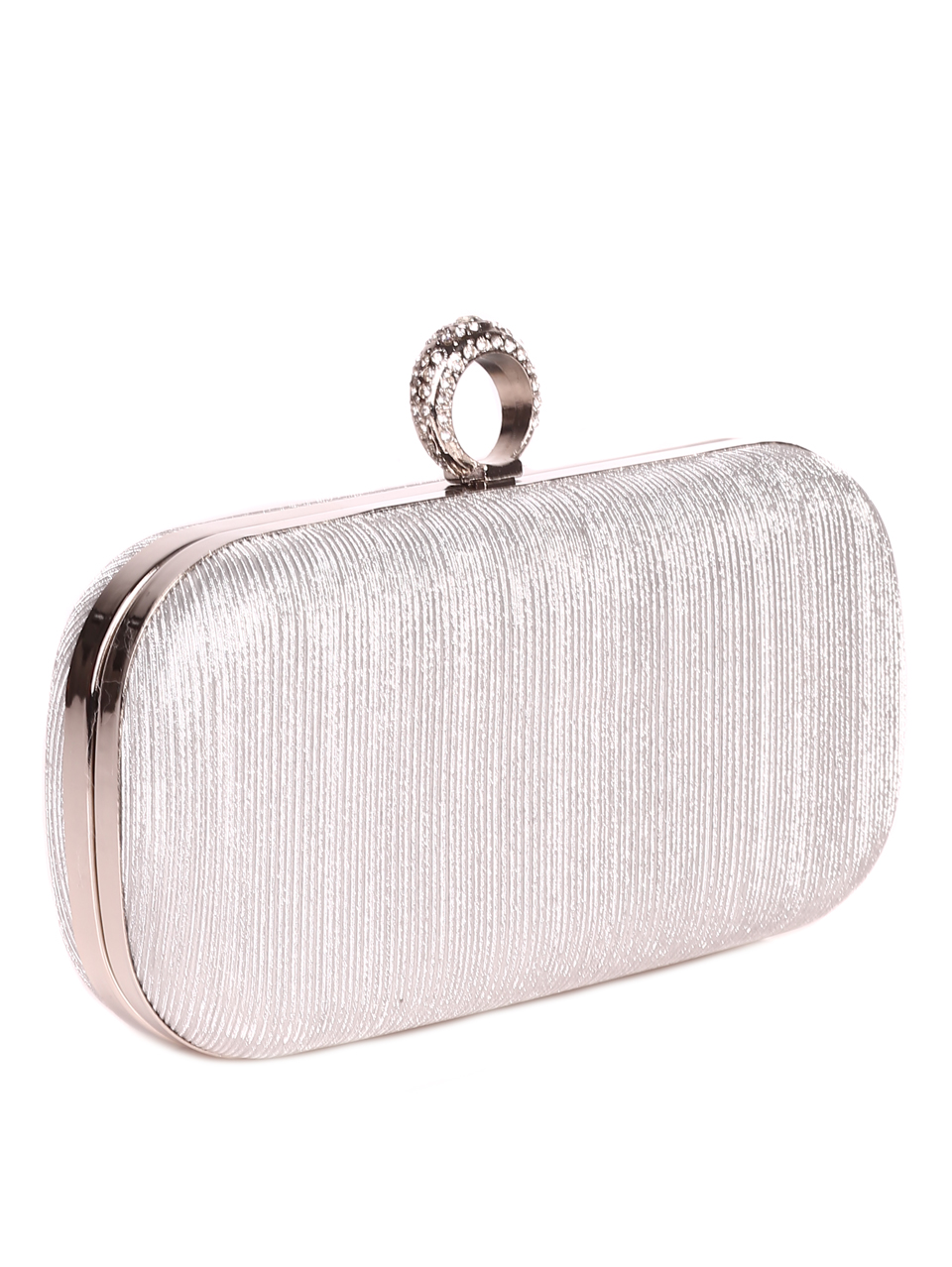 Дамска чанта тип клъч в сребристо 9AG-24145 silver