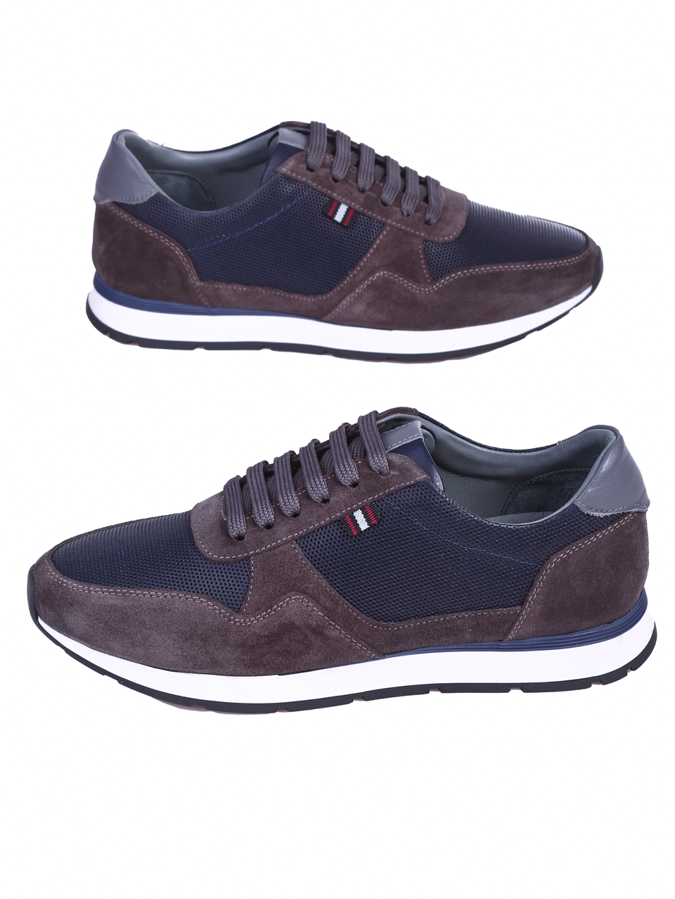 Ежедневни мъжки обувки от естествена кожа 7AT-24363 grey/navy