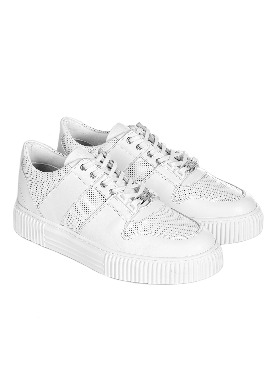 Ежедневни мъжки обувки от естествена кожа в бяло 7AT-24371 white