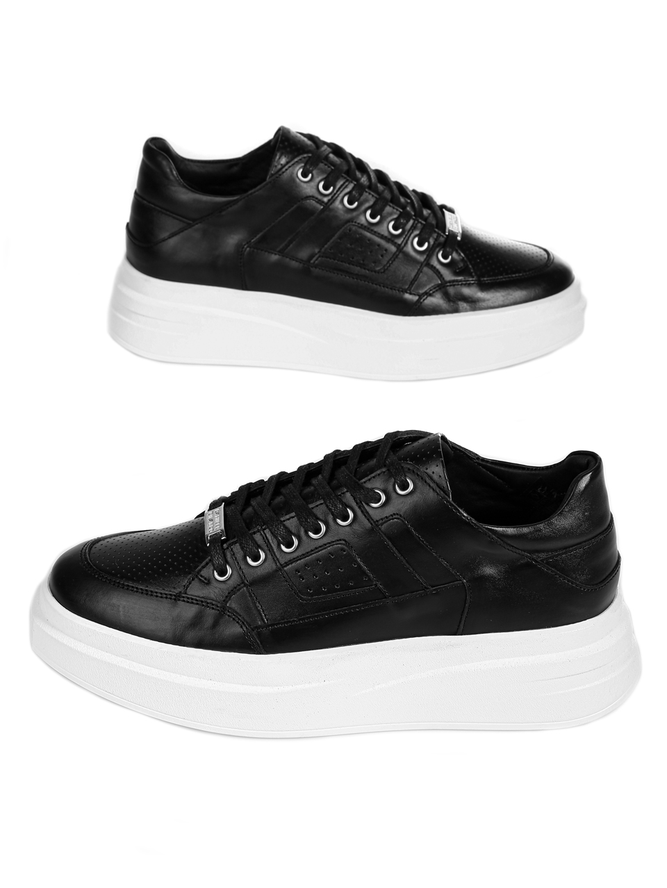 Ежедневни мъжки обувки от естествена кожа в черно 7AT-24372 black